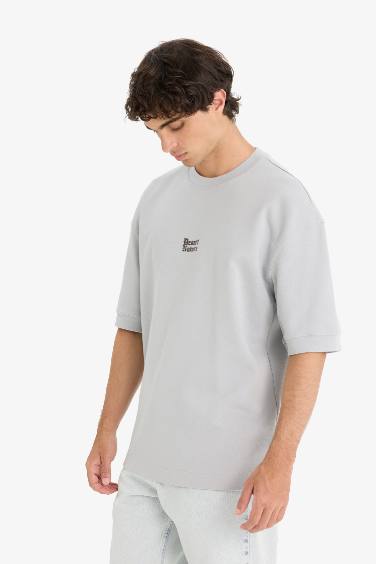 Loose Fit Crew Neck Printed Short Sleeve T-Shirt