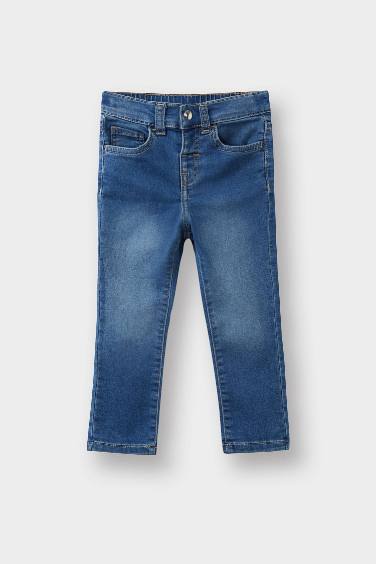 Kız Bebek Beli Lastikli Jean Pantolon