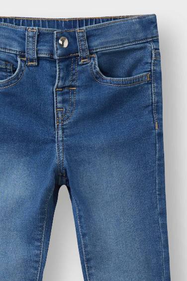 Kız Bebek Beli Lastikli Jean Pantolon