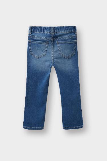 Kız Bebek Beli Lastikli Jean Pantolon