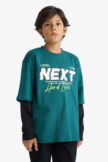 Boy Oversize Fit Crew Neck Long Sleeve T-Shirt