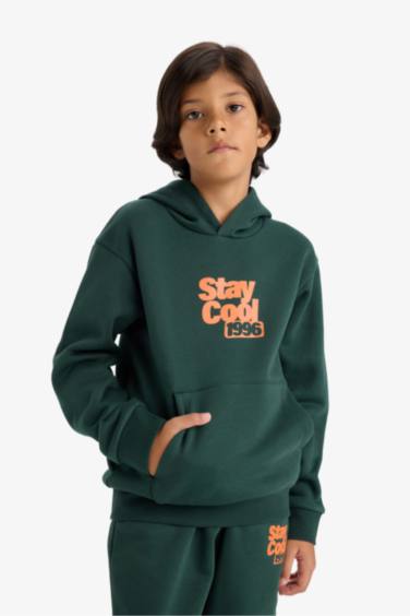 Boy Hooded Printed Soft Inside Sweatshirt