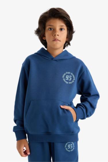 Boy Regular Fit Hooded Printed Sweatshirt
