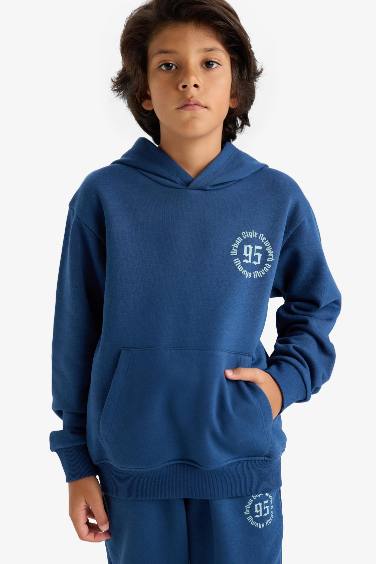 Boy Regular Fit Hooded Printed Sweatshirt