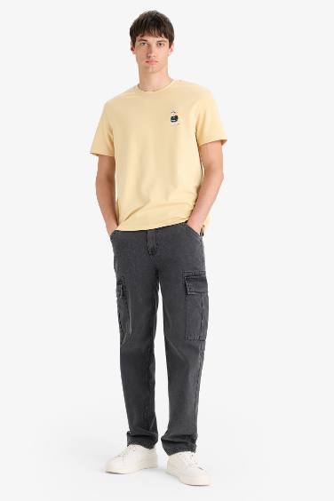 Regular Fit Bisiklet Yaka Baskılı Kısa Kollu Tişört