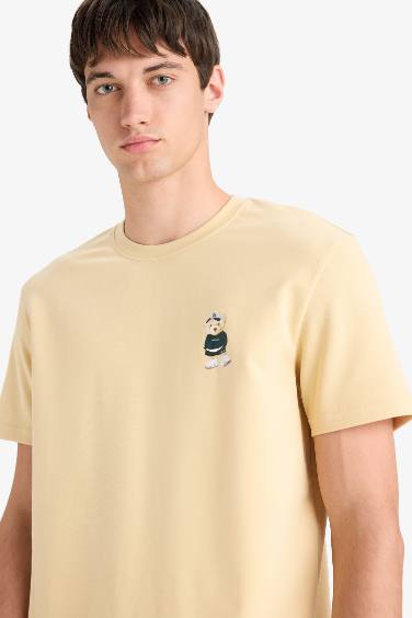 Regular Fit Bisiklet Yaka Baskılı Kısa Kollu Tişört