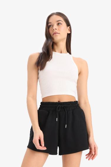 Relax Fit Flexible Waist Laced Bermuda Shorts