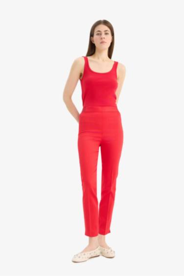 Cigarette Fit Regular Hem Satin Trousers