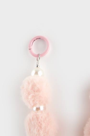 Kadın Pembe Pelüş Charm Anahtarlık
