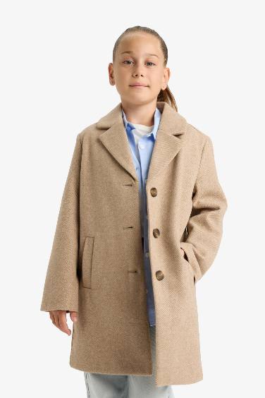 Kız Çocuk Ceket Yaka Düğmeli Parka