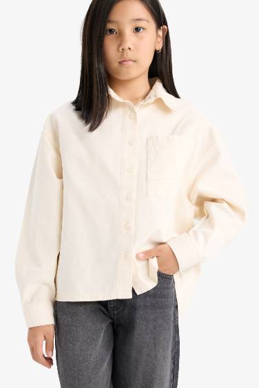Chemise oversize en coton à manches longues pour fille