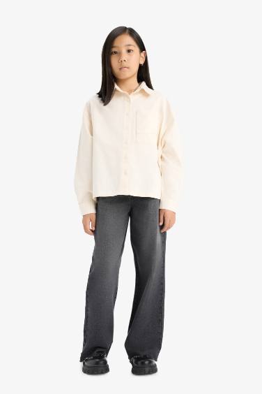 Chemise oversize en coton à manches longues pour fille