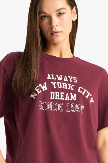 Oversize Fit Crew Neck Printed Short Sleeve T-Shirt