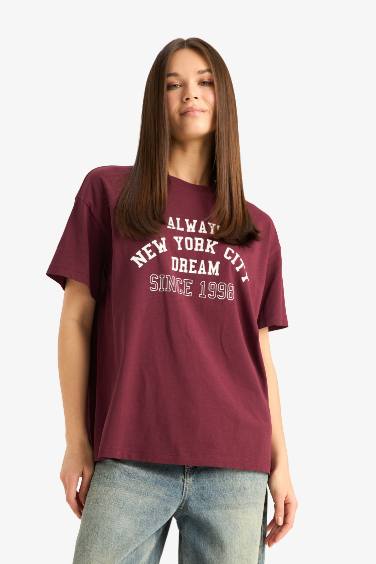 Oversize Fit Crew Neck Printed Short Sleeve T-Shirt