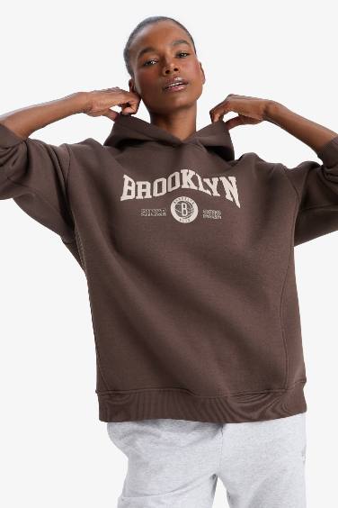 DeFactoFit NBA Brooklyn Nets Oversize Fit Sports Sweatshirt