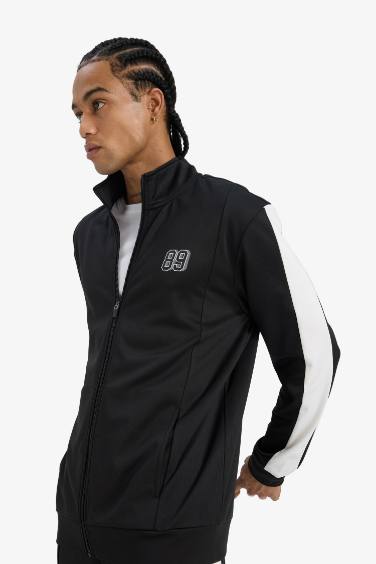 DeFactoFit Standard Fit High Neck Pique Cardigan