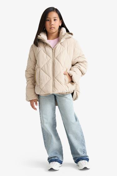 Doudoune imperméable à capuche et zip Coupe régulière pour fille