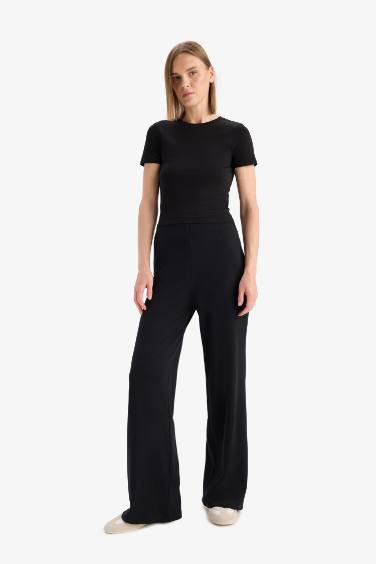 Wide Leg Basic Trousers