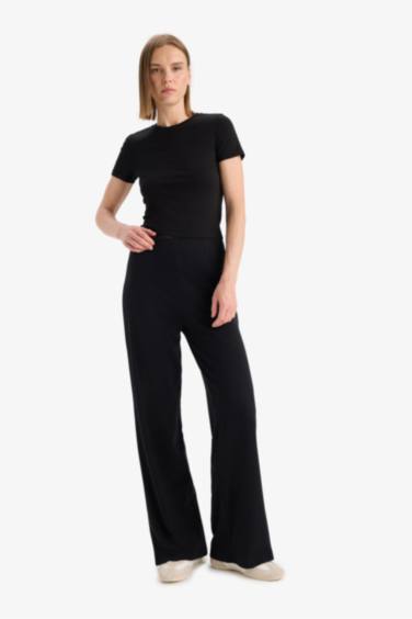 Wide Leg Basic Trousers
