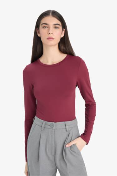 Slim Fit Crew Neck Basic Long Sleeve T-Shirt