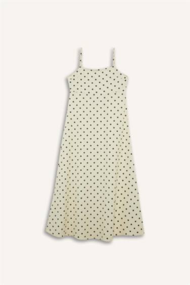 Платье макси с U-образным вырезом и принтом в горошек