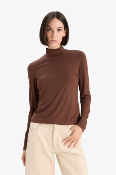 Slim Fit Long Sleeve Stand Collar T-shirt