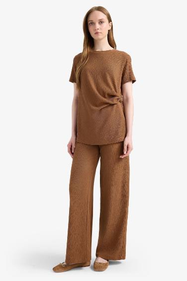 Прямой покрой, брюки с рифлением