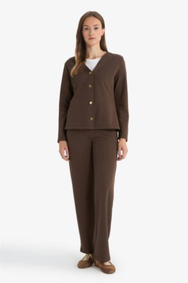 بنطلون بيكيه وايد ليج برجل واسع