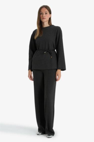 Wide Leg Regular Hem Trousers