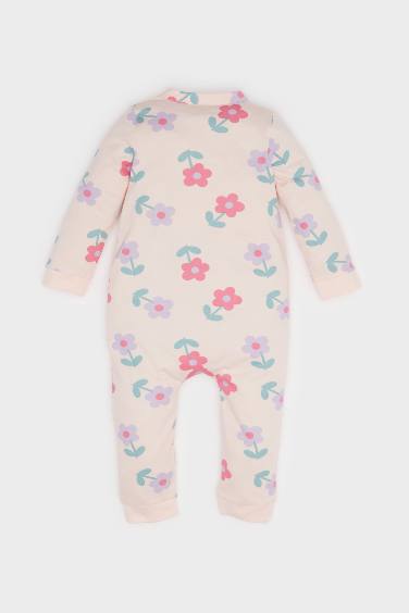 Kız Bebek Yenidoğan Çiçekli Penye Tulum