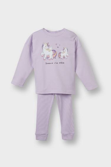 Baby Girl Unicorn Printed T-Shirt Bottoms 2 Piecet Set