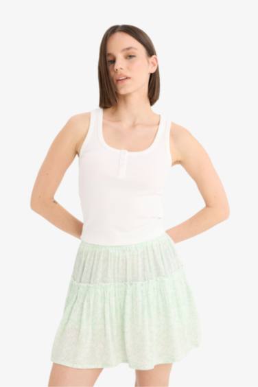 Slim Fit Camisole Button Neck Tank Top