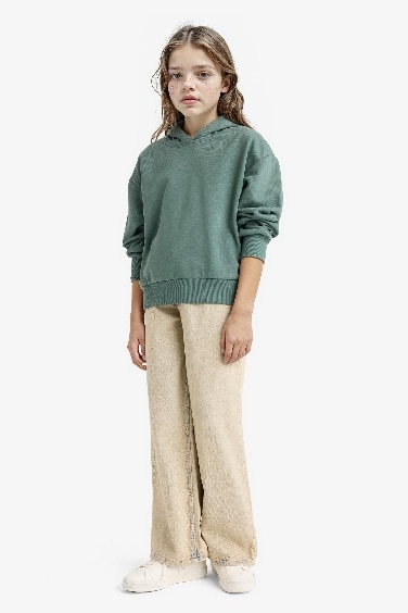 سويت شيرت بناتي بيزك سادة قصة مريحة