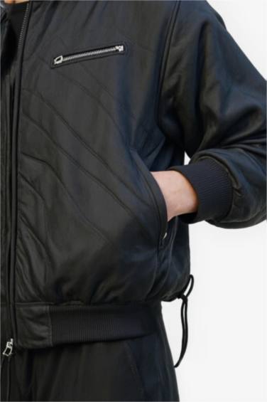 Regular Fit College Collar Waterproof Bomber Jacket