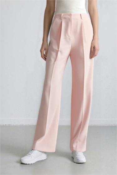Pantalon palazzo large en crêpe taille haute avec poches Afra x Defacto