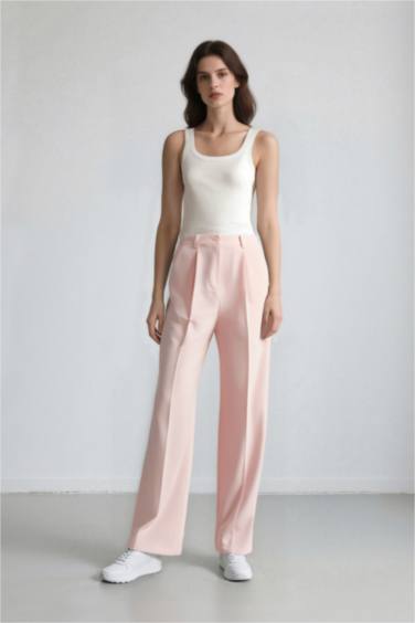 Pantalon palazzo large en crêpe taille haute avec poches Afra x Defacto