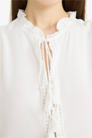 Блузка без рукавов с круглым вырезом, кринкл вискоза, стандартный крой