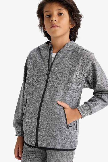 Boy Hooded Zippered Sweatshirt