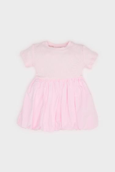 Balloon Fit Short Sleeve Knitted Dress
