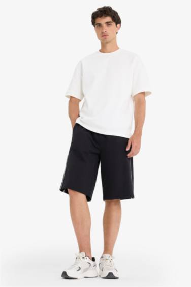 Baggy Fit Thin Sweatshirt Fabric Regular Hem Shorts