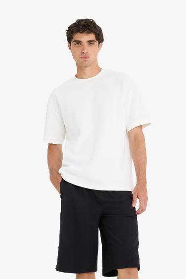 Baggy Fit Thin Sweatshirt Fabric Regular Hem Shorts