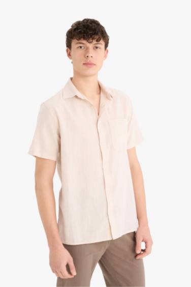 Chemise en coton à manches courtes et coupe régulière