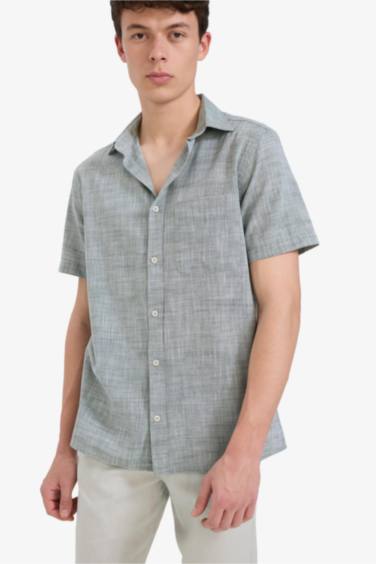 Regular Fit Polo Neck Cotton Shirt