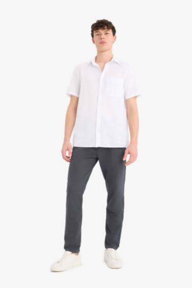 Regular Fit Polo Collar Cotton Short Sleeve Shirt