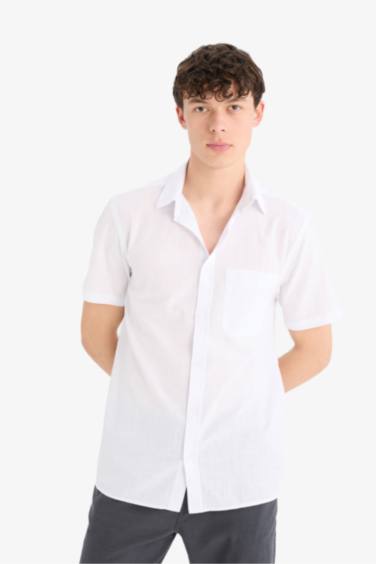 Regular Fit Polo Collar Cotton Short Sleeve Shirt