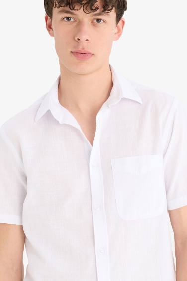 Regular Fit Polo Collar Cotton Short Sleeve Shirt