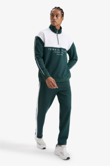 DeFactoFit Boxy Fit Dik Yaka Yarım Fermuarlı Baskılı Sporcu Sweatshirt