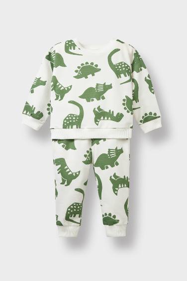 Baby Boy Dinosaur Printed Sweatshirt Sweatpants 2 Piece Set