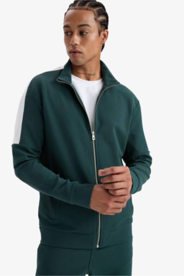 DeFactoFit Standard Fit Stand Collar Zippered Cardigan