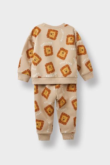 Baby Boy Patterned Sweatshirt Sweatpants 2 Piece Set